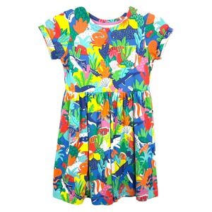 Mini Boden Girls 9-10Y Dress Colorful Sea Creature Shark Print Short Sleeve 1649